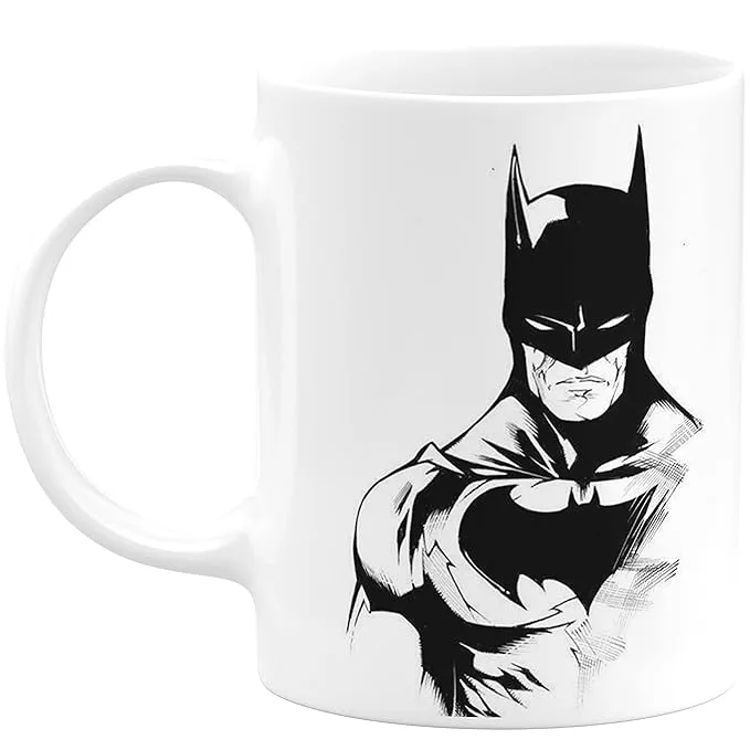 white mug with printed batman