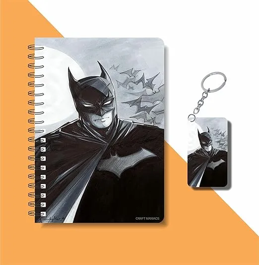 batman printed notebook and keychain